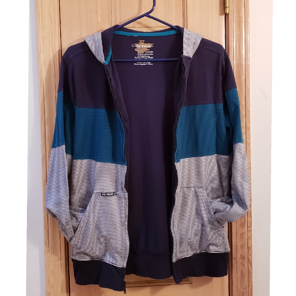 EPIC THREADS Hoodie XL Blue/White Full-Zip Boy's